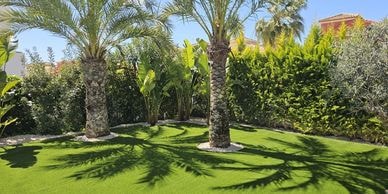 Green artificial lawn garden residential landscaping