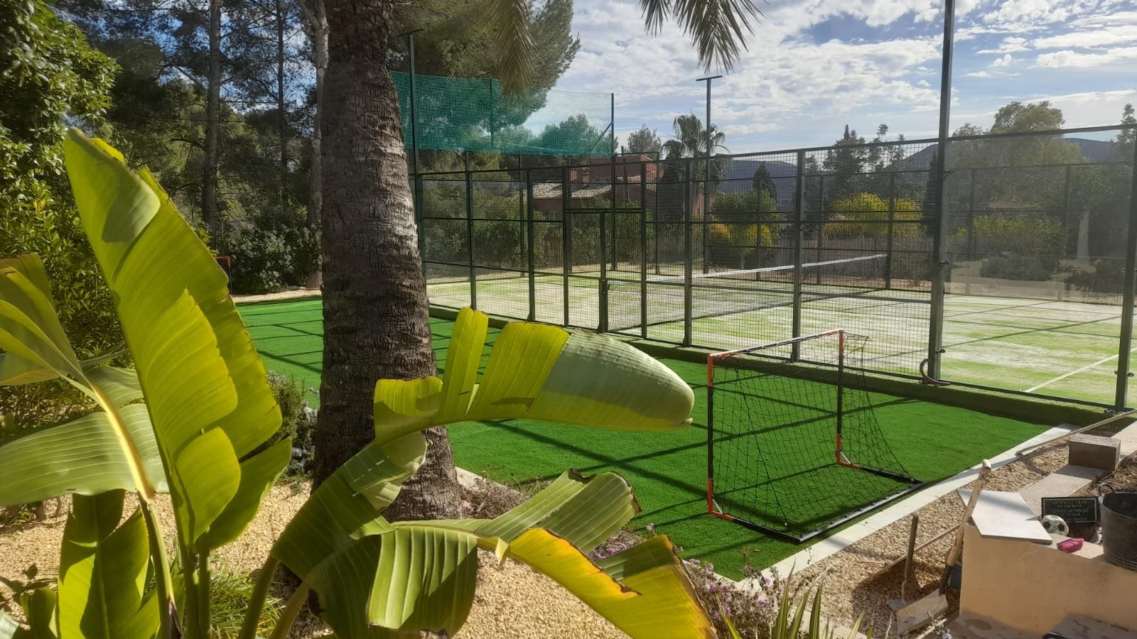 Home padel court and football area with artificial grass Costa Blanca